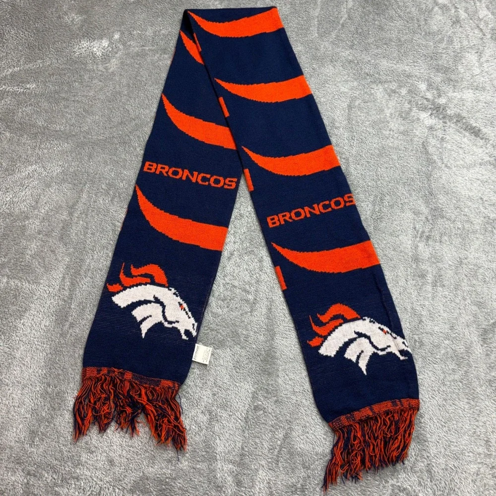 NFL Denver Broncos T-Shirt & Scarf Bundle‎ Mens XL Orange Good Long Sleeve Knit